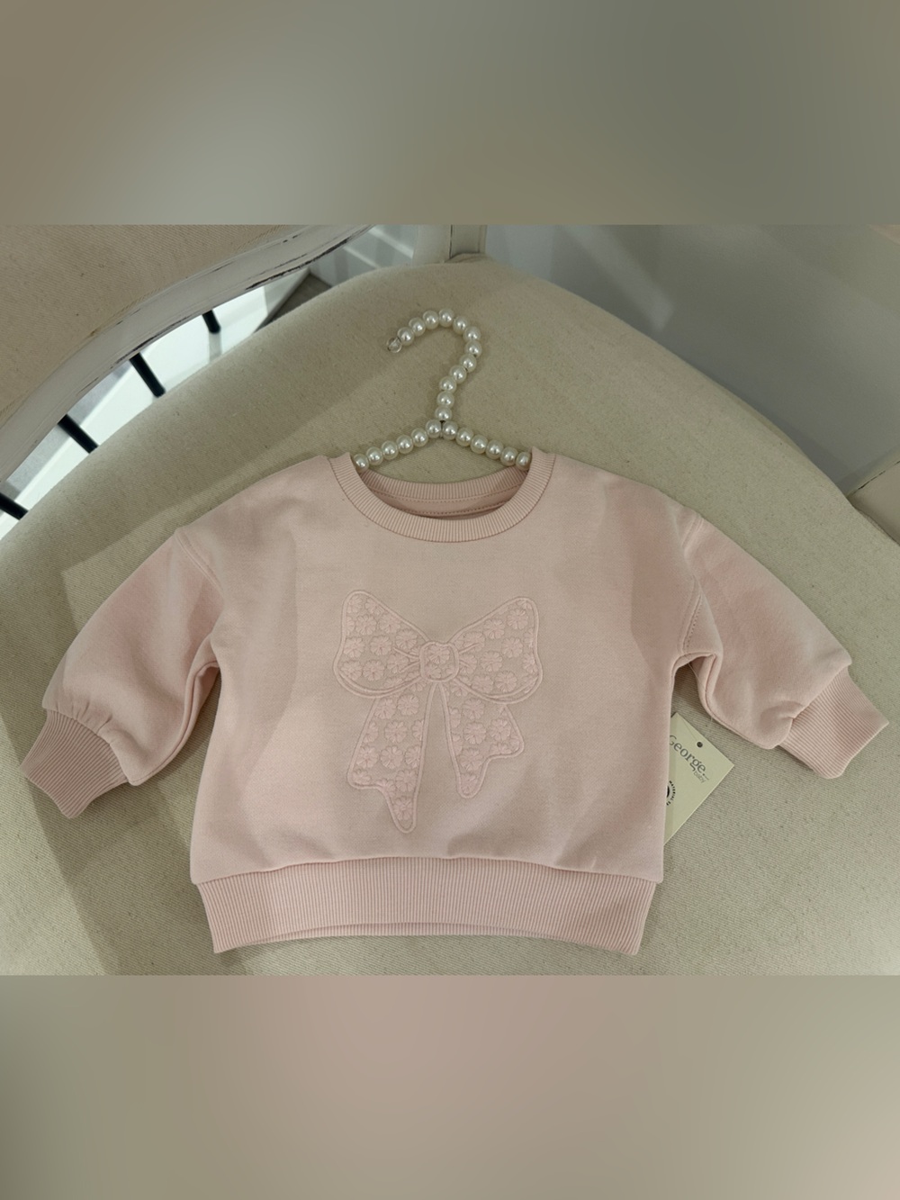Pink Baby Sweatshirt with Embroidered Bow